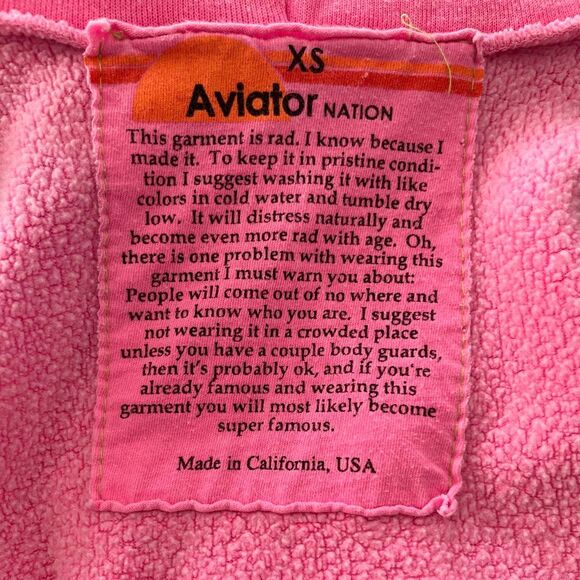 Aviator Nation Pink Zip Up Hoodie Size XS - Picture 4 of 7